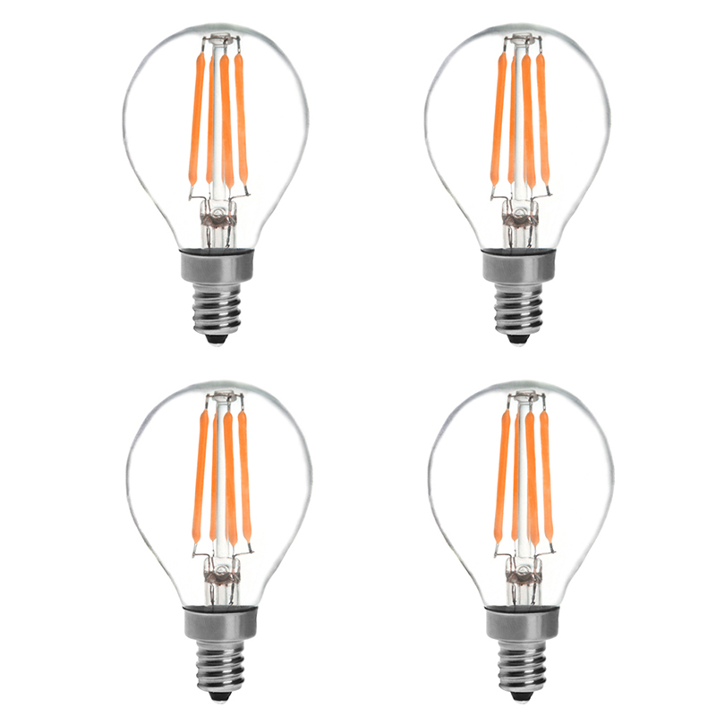 G14 E12 4W LED Vintage Antique Filament Light Bulb, 40W Equivalent, 4-Pack, AC100-130V or 220-240V